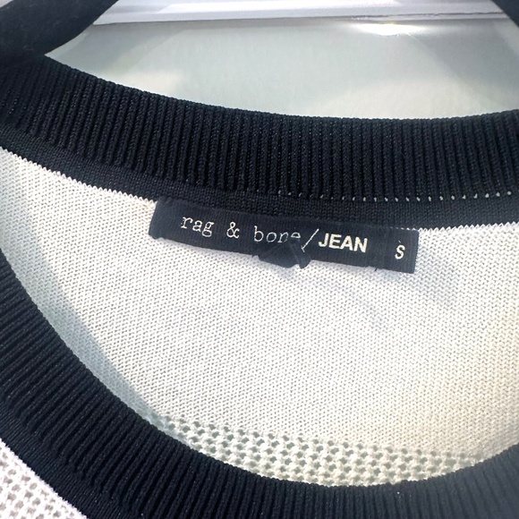 Rag & Bone White & Black Pullover Mesh Open Knit Sweater Top S - Picture 7 of 7